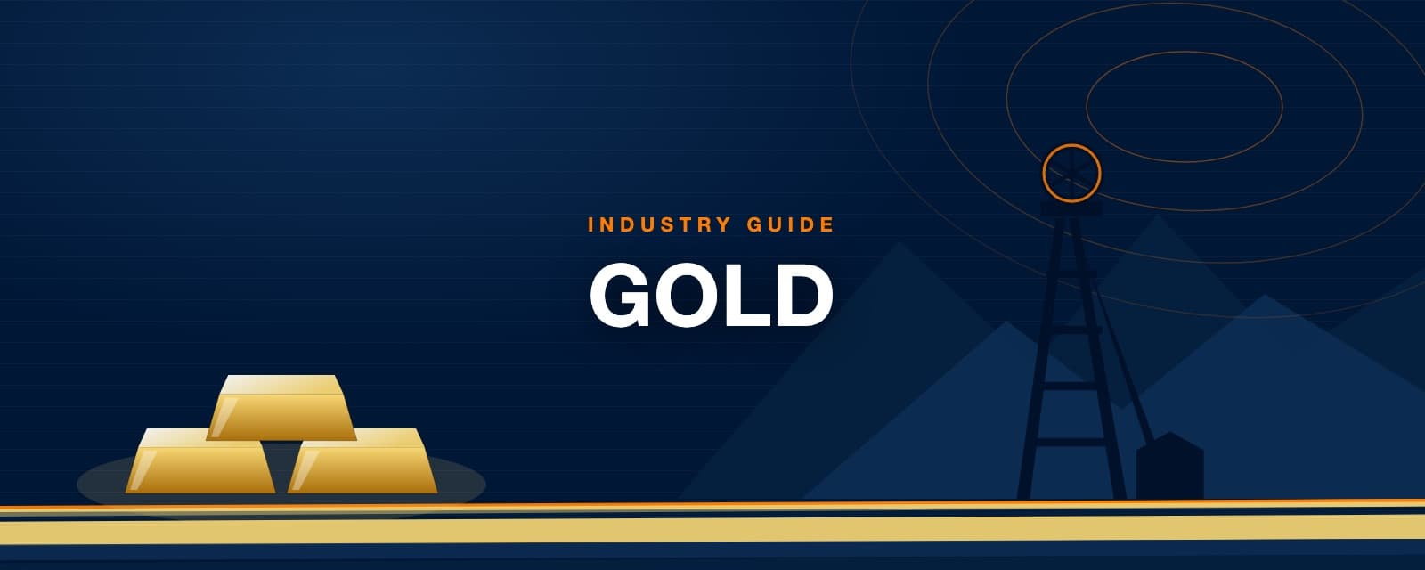 Stacked gold ingots before a mine headframe
