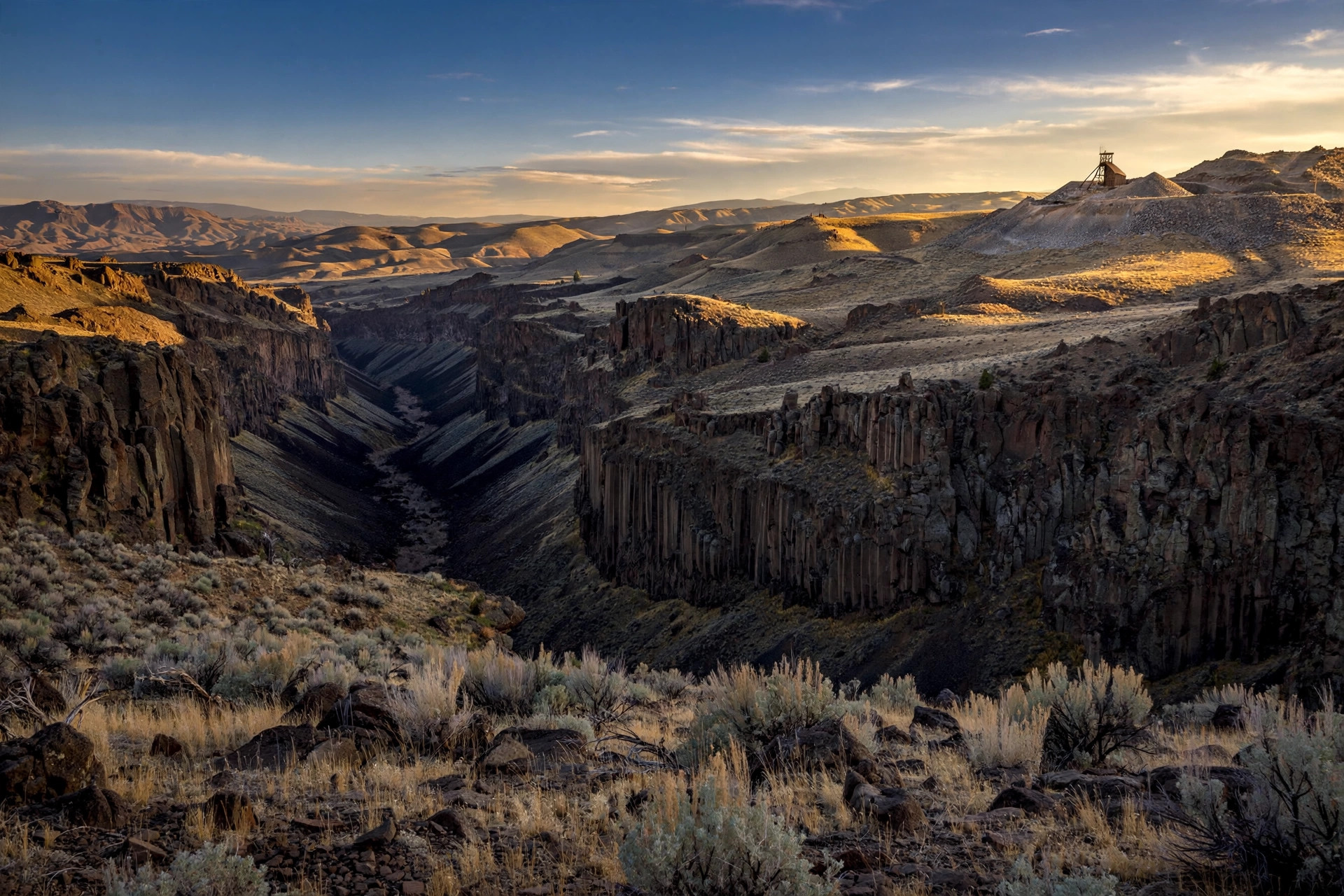 Owyhee canyonlands at golden hour, southwestern Idaho