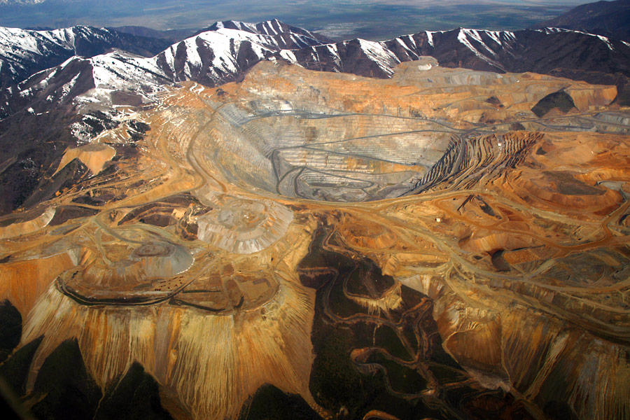 Terraced benches of the Bingham Canyon mine in Utah